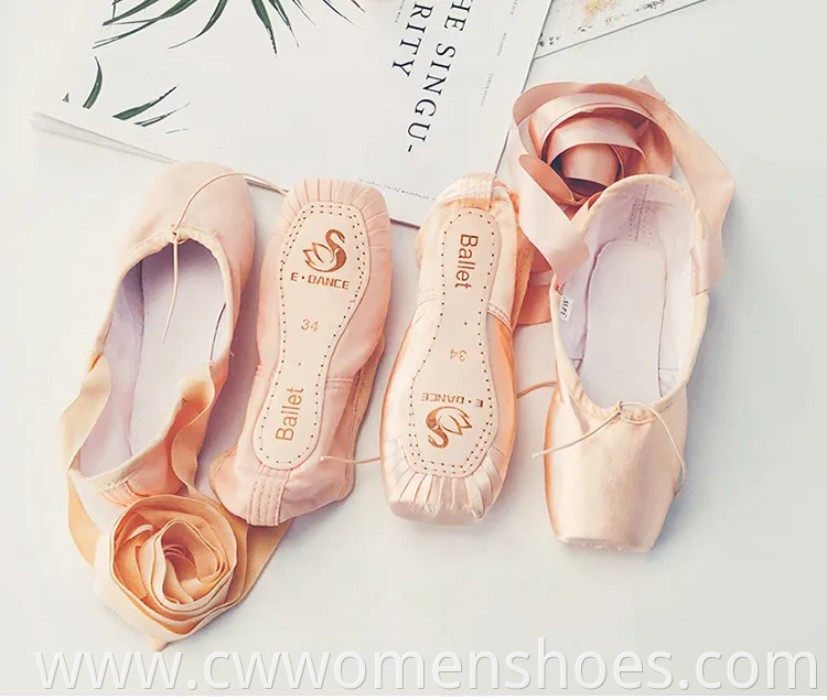 Premium Adult Pink Satin Pointe Ballet Shoes for Dancers